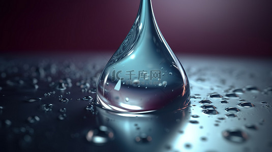 计算机生成的水滴的 3D 渲染，具有抽象透明元素和惊人的景深