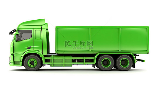 包物流背景图片_绿色卡车插图代表生态友好的物流概念