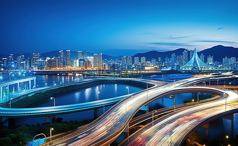 综合交通背景图片_首尔市美丽汽车和交通的图像