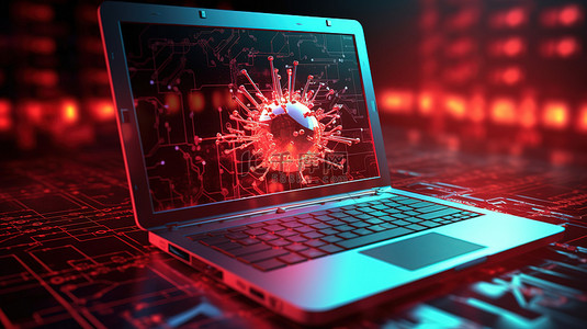网络威胁背景图片_受到攻击的被黑系统的插图概念 3D 渲染