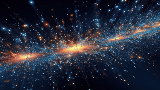 星星闪耀背景图片_3D 银河粒子渲染的抽象太空飞行