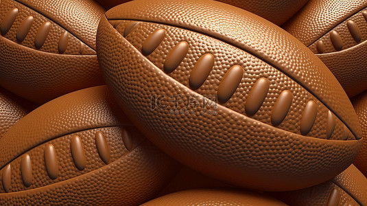 训练比赛背景图片_中性棕色背景上的足球图案球体育和比赛的 3D 插图