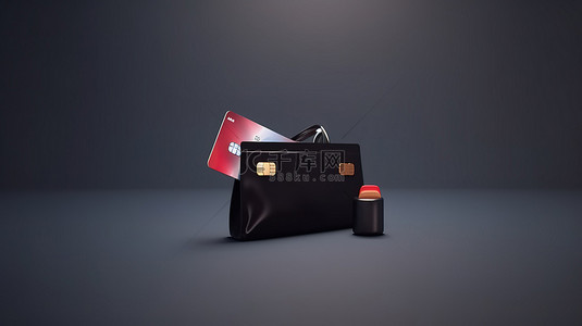 金融功能背景图片_具有信用卡和在线支付功能的 3d 袋图标