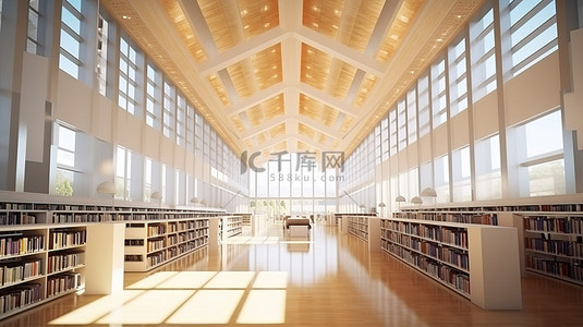现代图书馆建筑室内设计的令人惊叹的 3D 渲染