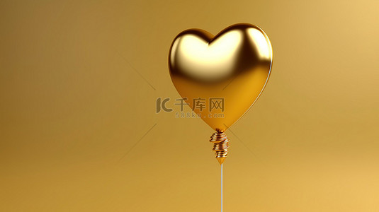 充满活力的情人节场景 3D 渲染闪闪发光的心形气球
