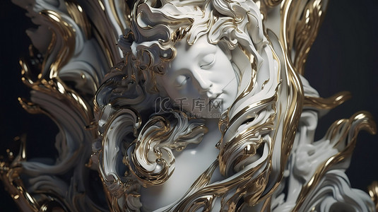 艺术雕像背景图片_具有优雅装饰背景的 3D 渲染中抽象雕像元素的特写