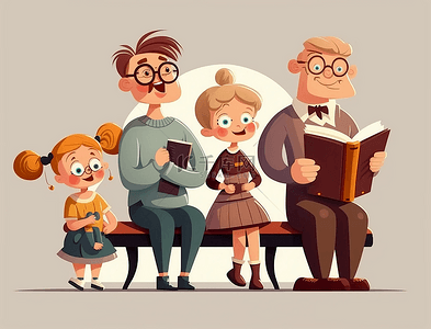 家人读书背景图片_家庭日陪伴家人背景