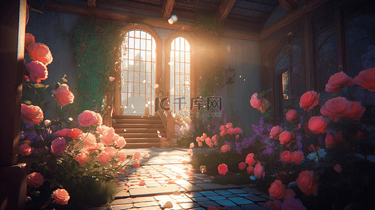 玫瑰红色背景背景图片_玫瑰花园植物阳光花卉背景