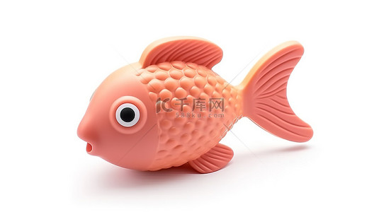 出遊背景图片_白色背景 3D 渲染的新生儿出牙友好鱼玩具