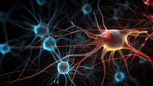 大脑连接背景图片_相互连接的神经元及其突触的 3d 可视化