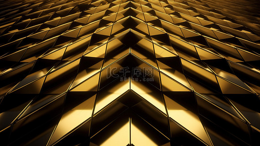 具有双层的醒目的黑色和金色菱形屋顶的 3D 渲染