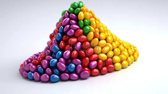 白色背景 3D 插图上充满活力的彩虹糖果感叹号