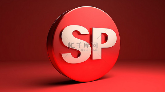 红色圆圈背景的 3D 插图，带有粗体销售文本，用于促销用途