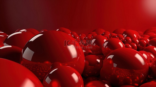 红色几何球体具有复杂形状的 3d 渲染背景