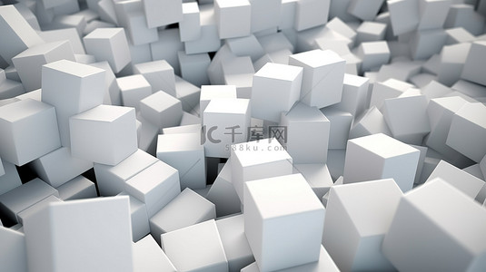 科技块背景图片_抽象白色块组的特写 3D 渲染