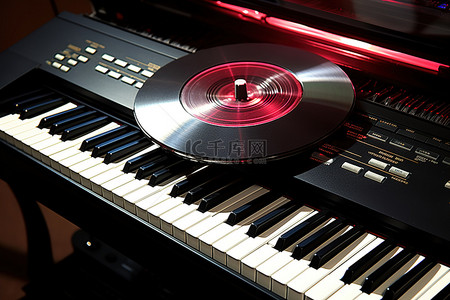 钢琴乐器背景图片_CD和磁盘放置在钢琴上
