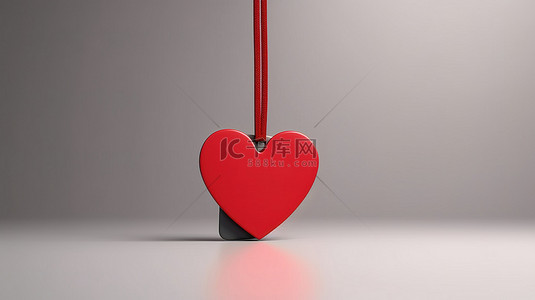 心形贴纸背景图片_心脏标记产品标签的 3D 渲染插图