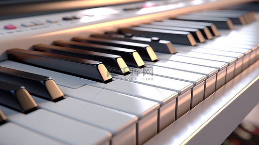 浅色背景的 3D 渲染，钢琴键为一个八度