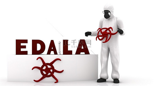 危害标志背景图片_埃博拉警告 3d 图与白色背景上的生物危害符号