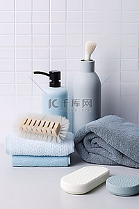 肥皂浴室用品和毛巾