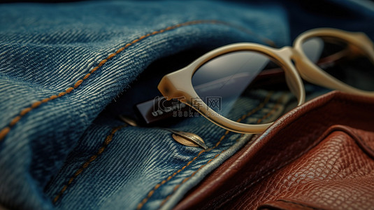 复古 3D 眼镜安全地塞进灰色牛仔裤后袋