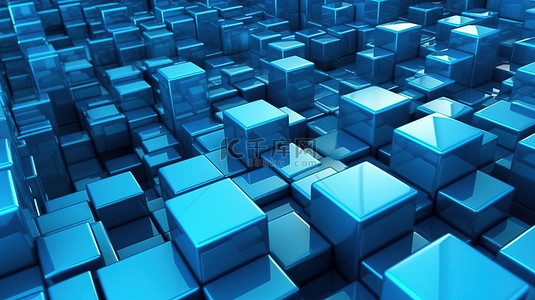 创意艺术字设计背景图片_立方设计中的 3D 渲染建筑背景蓝色几何方形面板