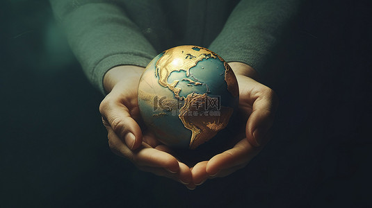 外国志愿者背景图片_全球给予手握地球仪用于慈善事业的 3D 渲染