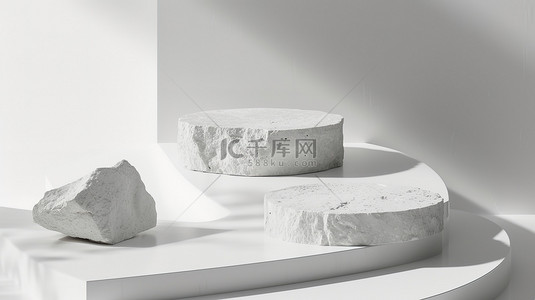 白色的岩石形成产品展示台背景图