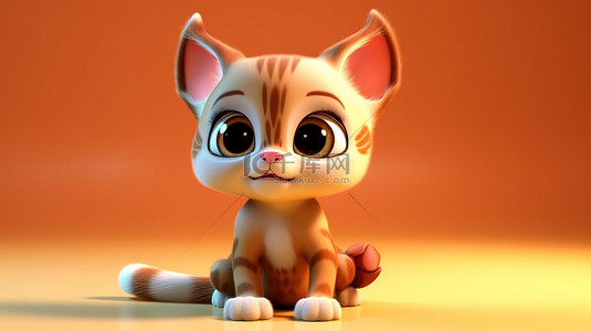 可爱的猫科动物 3D 艺术品