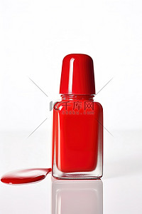 一瓶指甲油上的红色指甲油