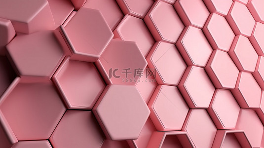 粉色自然背景图片_具有蜂窝图案和淡粉色 3D 产品展示的抽象几何模板平台