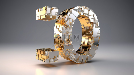 金银3D渲染玻璃水晶插画周年庆典