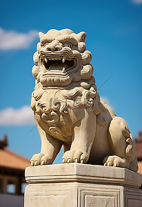 北京古代皇宫内的狮子雕像
