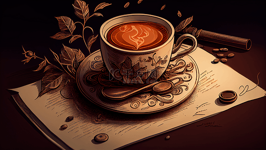 咖啡浓郁插画背景