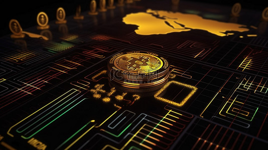 安哥拉区块链支持前 10 大加密货币上升图表的 3D 渲染