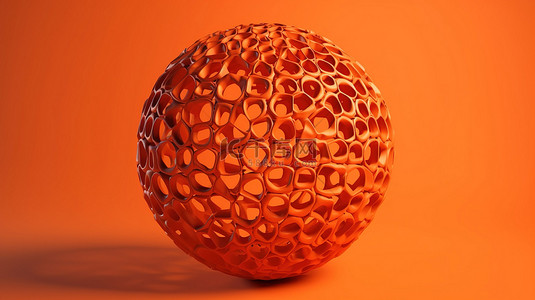 3d 渲染中的橙色背景球体