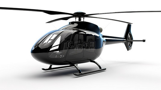 直升机背景图片_白色背景隔离黑色直升机的 3d 渲染