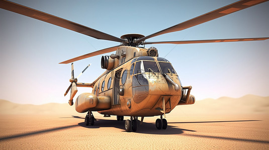 渲染的军用直升机的 3d 插图