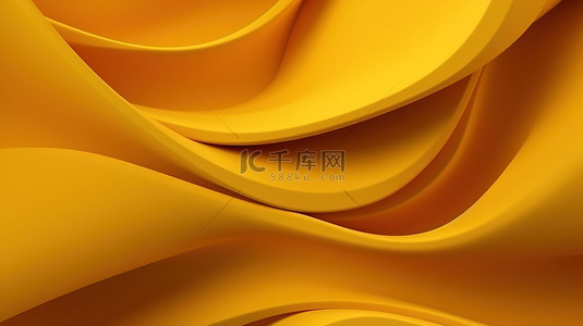 黄纸或棉织物上曲线波的 3D 渲染背景