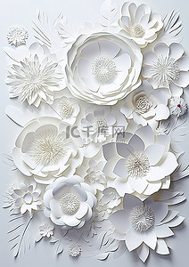 白色背景上的白花纸花