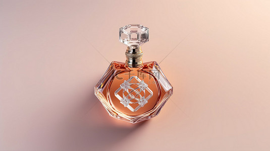 香水包装设计背景图片_从上面看时尚香水瓶的 3D 渲染