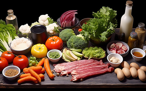 食蔬菜背景图片_桌上的新鲜食材
