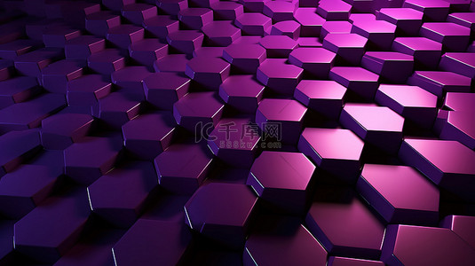 3d 渲染中的紫色六角形背景