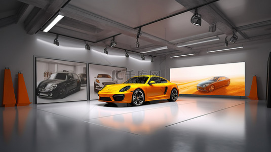 汽车专业背景图片_专业工作室 3D 渲染中的当代汽车