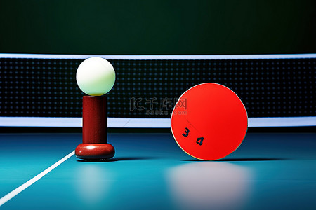 乒乓球球背景图片_体育场乒乓球比赛附近的一支乒乓球笔和一个球