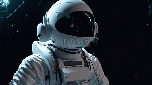 元宇宙科技背景图片_宇航员头像在元宇宙虚拟世界中佩戴 VR 眼镜，这是一个 3D 渲染的创作