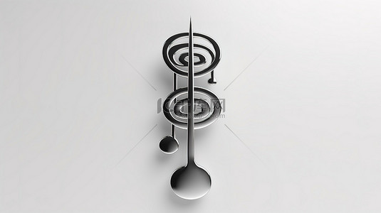 高音谱号象征着音乐，在 3D 渲染的白色背景上的黑色设计