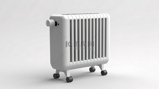隔水加热背景图片_白色背景移动对流加热器散热器的 3D 渲染