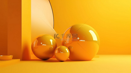 简约投资背景图片_3d 渲染中的简约黄色橙色抽象场景
