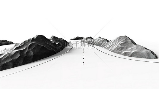 白色道路背景背景图片_白色道路方向标志的 3d 孤立插图